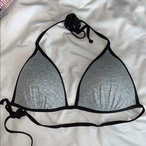 Gray bathing suit top with black lining